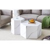 NicBex Modern Hexagonal Coffee Table Wood Base with Marble Pattern Top Accent Table for Living Room, Apartment - 3 of 4