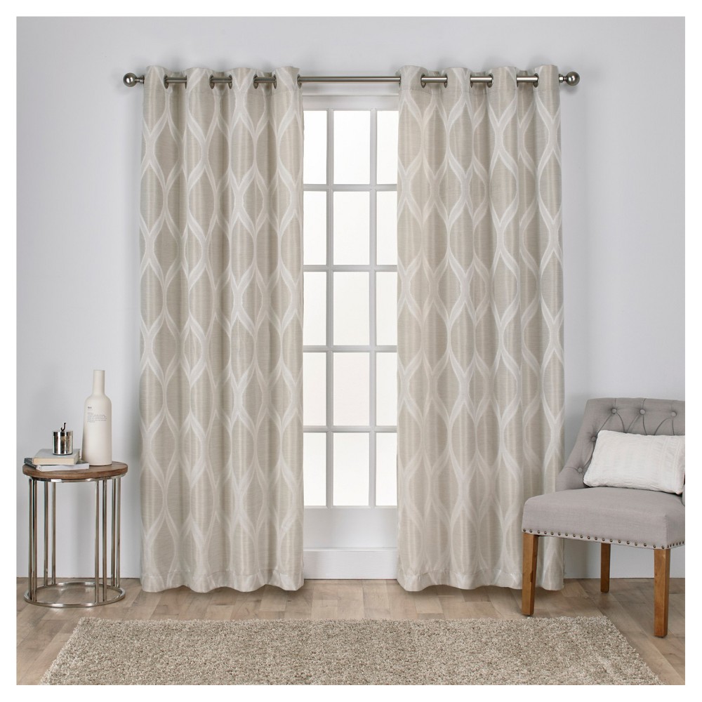 Photos - Curtains & Drapes Set of 2 84"x54" Montrose Ogee Geometric Textured Linen Jacquard Grommet T