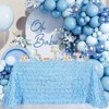Wikineon Light Blue Rose Tablecloth 3D Floral Satin Rectangle Table Cloths 60x102 Inch for Wedding Birthday Party Outdoor Ceremony Floral Table Cloth - 2 of 4
