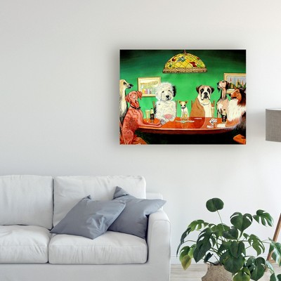 Patrick Sullivan Dogs Playing Poker Green Canvas Art 18" x 24"