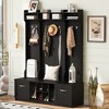 HDZNVF 5-in-1 Entryway Bench with Coat Rack, 7 Sturdy Hooks, 2 Spacious Drawers and Adjustable Shelves, Black - 2 of 4