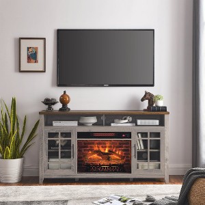 TOBILI 55 inch TV Media Stand with Fireplace Inserts Heater,Gray Wash Color - 1 of 4