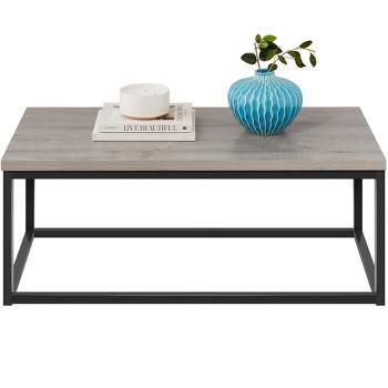 Best Choice Products 44in Rustic Modern Industrial Style Rectangular Wood Grain Top Coffee Table w/ 1.25in Top