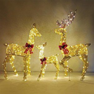 Joiedomi 3 Packs Christmas Decoration Deer Family, 360 LED Lighted Rattan Reindeers Yard Lights, Christmas Outdoor Decorations for Yard Garden Lawn - 1 of 4