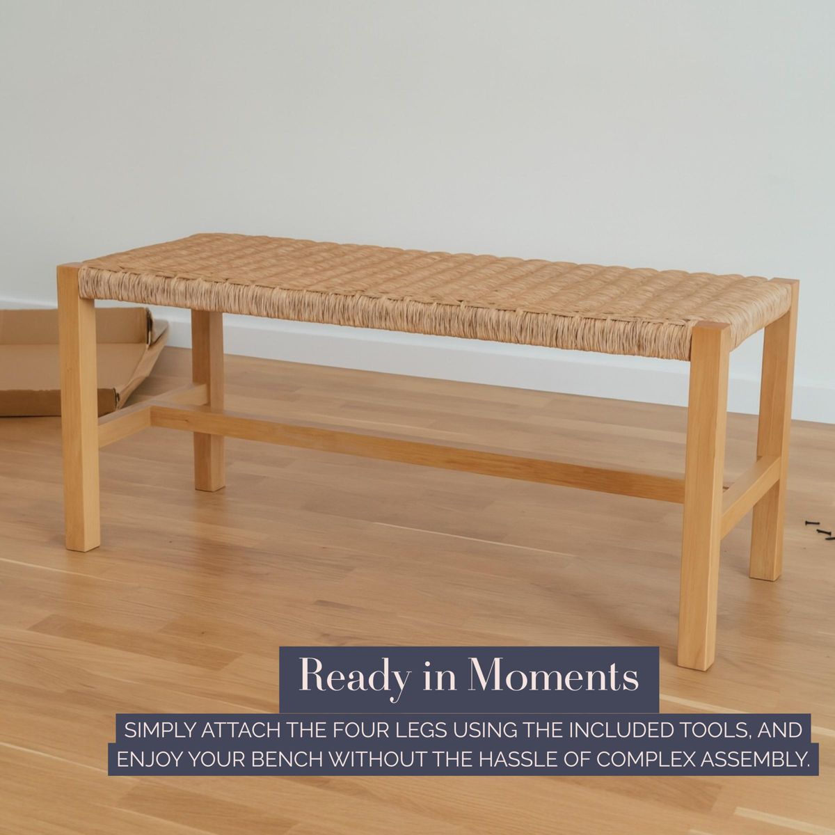 Alaterre Newport 40in Wood Bench with Rope Seat - thumbnail 5