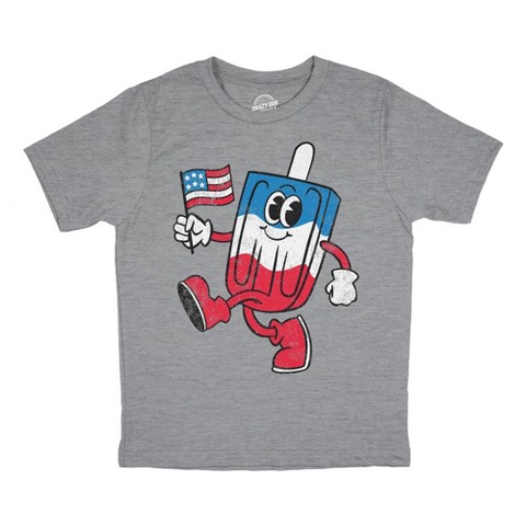 Crazy Dog T-Shirts, Inc. Youth Funny T Shirts USA Popsicle Sarcastic Fourth Of July Graphic Novelty Tee for Kids - Crazy Dog Youth T Shirt For Fourth Of July Light Grey S