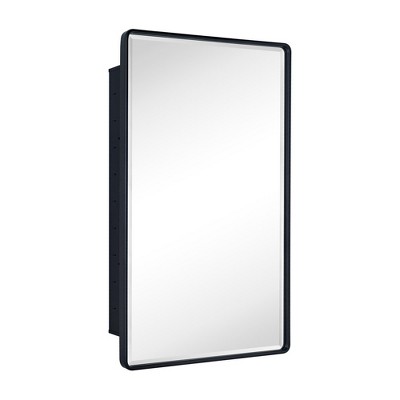Matte Black Metal Recessed Rectangular Medicine Cabinet with Mirror