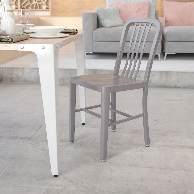 Flash Furniture Commercial Grade Metal Indoor-Outdoor Chair, 3 of 13