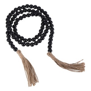 Unique Bargains Natural Wood Bead Garland with Tassels for Tiered Wall Hanging Decor 1 Set - 1 of 4