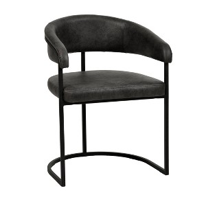 LeisureMod Curve-Back Dining Arm Chair, Leather Upholstery, Aero Collection - 1 of 4