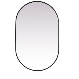 Elegant Lighting Metal Frame Oval Mirror 30x48 Inch in Black - 1 of 4