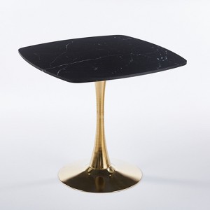 Gulches 31.5" Square Tulip Dining Table - Black & Gold Metal Pedestal Base, MDF Top for 2-4 Persons, Small Space Table for Apartment/Breakfast Nook - 1 of 4
