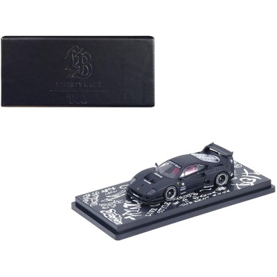 LBWK (Liberty Walk) F40 Matt Black w/Graphics "Hong Kong Toycar Salon 2023 Special Ed" 1/64 Diecast Model Car by Inno Models