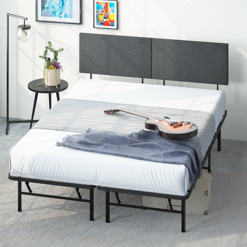 Photos - Bed Frame Zinus California King SmartBase with Upholstered Headboard Bed Black  