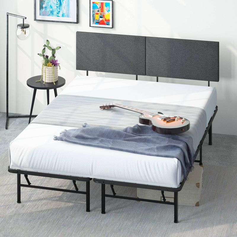 SmartBase with Upholstered Headboard Bed Black - Zinus, 1 of 9