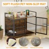 ORRD 41" Dog Cage Furniture with Cushion, Indoor Kennel with Rotating Feeder Bowls, Brown - 3 of 4