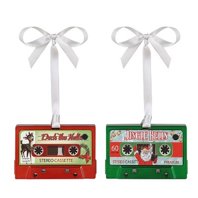 Mr. Christmas Set of Musical Cassette Ornaments​ - Red & Green