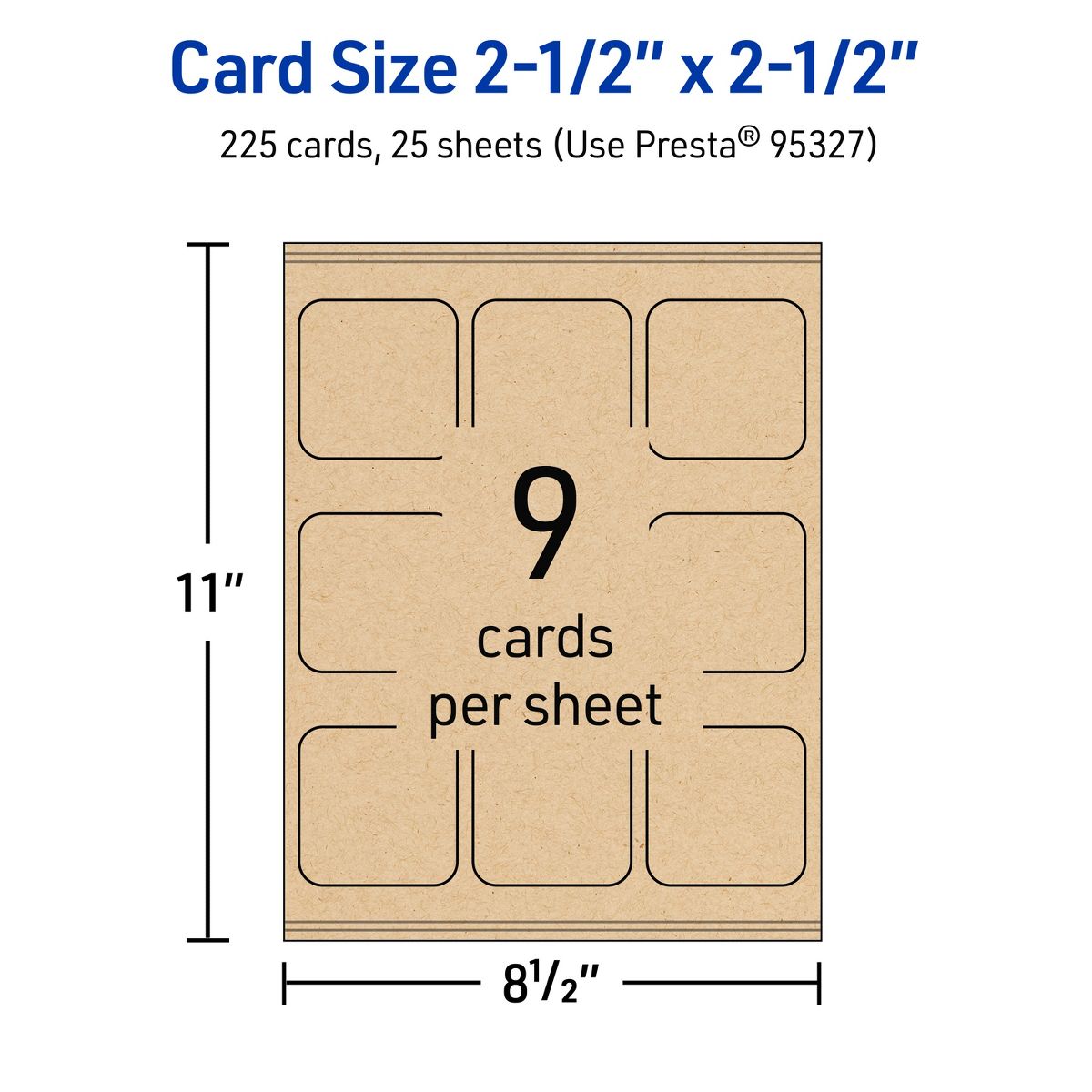 2-1/2" x 2-1/2" Square Rounded Corners, Kraft Brown Business Cards - thumbnail 5