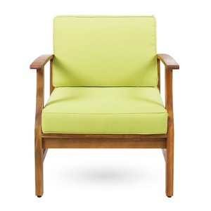 GDFStudio Abena Outdoor Acacia Wood Club Chair with Cushions - 1 of 4