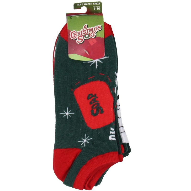 A Christmas Story Ralphie Inspired 5-Pack Ankle No-Show Socks For Men And Women Multicoloured, 3 of 4