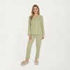 Anna-Kaci Lounge Women's 2-Piece Set Long Sleeve Button Front Pajama Top with Lace Trim Collar and Relaxed Fit Pants - 3 of 4
