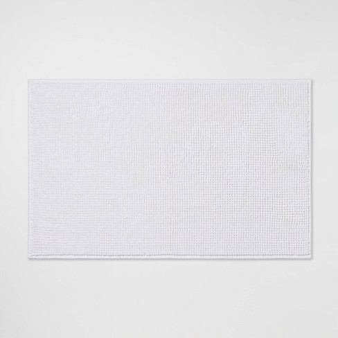 20"x32" Everyday Chenille Bath Rug White - Room Essentials™: Machine ...