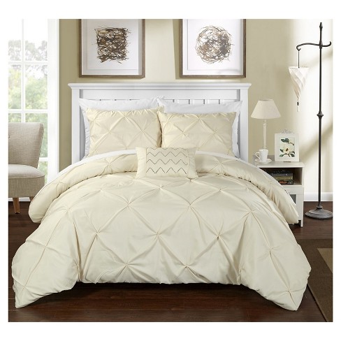 Whitley Pinch Pleated Ruffled Duvet Cover Set 8 Piece Queen