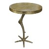 The Urban Port 19" Side End Table Antique Brass Aluminum Cast Round Top with Handcrafted Textured Crane Leg Stem Brass - 2 of 4
