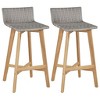 vidaXL Bar Chair Set of 2 Brown Solid acacia wood Standard Footrest - 2 of 4