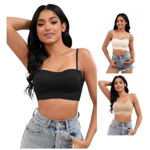INSPIRE CHIC 3 Pcs Women's Push Up U Back Adjustable Straps Full Cup Wirefree Tube Convertible Bras - 1 of 4