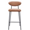Barstool – 39" H, Brown Faux Leather – Powder Coated Steel Frame (Set of 2) – Zuo Modern - 3 of 4