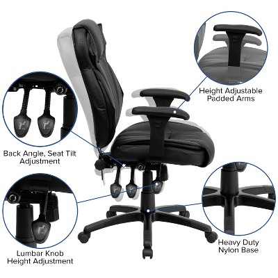 Black High Back Leather Executive Swivel Office Chair with Adjustable Arms