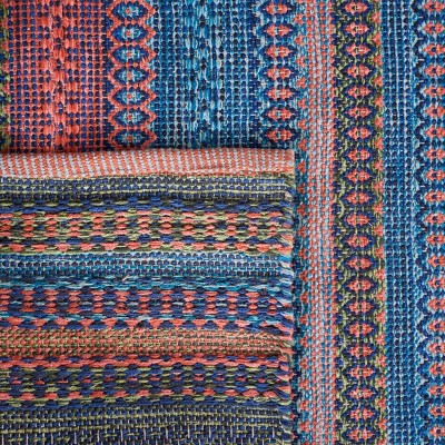 Handwoven Orange and Green Wool Cotton 8' x 10' Kilim Rug