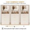 3 in 1 Vanity Desk with open Top Mirror,Small Make Up Vanity Set with Visible Glass Desktop,Compact Makeup Vanity with Drawers - 4 of 4