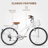 WEIZE Beach Cruiser Bike 26 inch City Bikes Commuter Bicycle for Adult 7-Speed Comfortable with Rear Rack or Basket White - 3 of 4