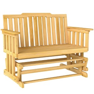 Aghana Digitals Natural Fir Wood 2-Person Outdoor Glider Bench with Smooth Quiet Rocking, Wide Seat - 1 of 4