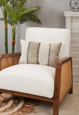 Gray and Beige Hair on Leather Throw Pillow Cover