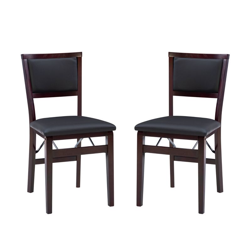 2pc Claire Padded Back Faux Leather Folding Chair Espresso - Linon, 1 of 20