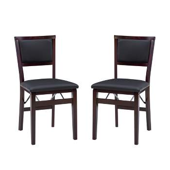 2pc Claire Padded Back Faux Leather Folding Chair Espresso - Linon