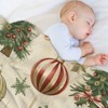FIONECA Vintage Christmas Ornament Blanket with Tree Holly and Snowflake Design Warm Cozy Holiday Decor Throw 30x40 inches - 4 of 4