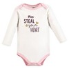 Hudson Baby Infant Girl Cotton Long-Sleeve Bodysuits, Steal Your Heart, Newborn - image 3 of 4