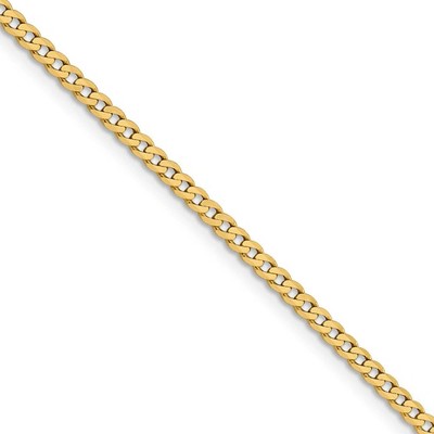Black Bow Jewelry 2.3mm 14k Yellow Gold Beveled Solid Curb Chain Necklace