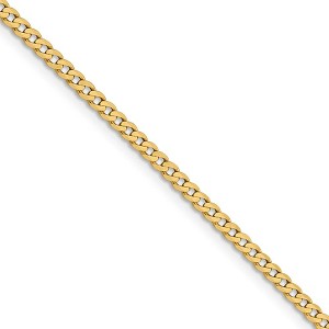 Black Bow Jewelry 2.3mm 14k Yellow Gold Beveled Solid Curb Chain Necklace - 1 of 4