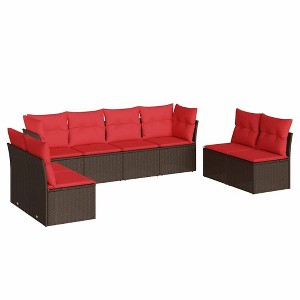 vidaXL 8 Piece Patio Sofa Set with Cushions Brown Poly Rattan - 1 of 4