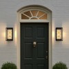 ALOADECOR H15" Modern Outdoor Integrated LED Wall Light with Dusk to Dawn Sensor Matte Black Textured Glass Wall Lantern for Entryway (¨2 Pack) - 2 of 4