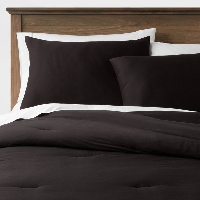 Twin/Twin Extra Long Washed Cotton Sateen Comforter & Sham Set Black - Threshold™