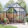 8x8 FT Double Door Polycarbonate Greenhouse Raised Base and Anchor Aluminum Heavy Duty Walk-in Greenhouses for Outdoor Backyard in All Season,Black - 3 of 4