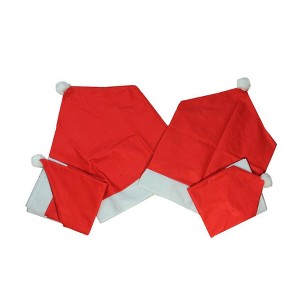 Northlight Set of 4 Red Santa Hat Christmas Chair Covers with Cuff and Pom-Pom 23.5" - 1 of 2