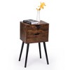 Vynxaria Simple Modern 2-Drawer Nightstand - Rustic Brown, Solid Pine Legs, MDF Build, 66LBS Capacity, Bedroom/Living Room End/Side Table - 4 of 4