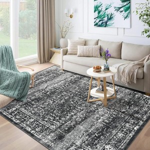Washable Runner Rug Runner Vintage Rug Non Slip Kitchen Rugs Floral Oriental Low Pile Entryway Rug Soft Rugs Stain Resistant Carpet - 1 of 4
